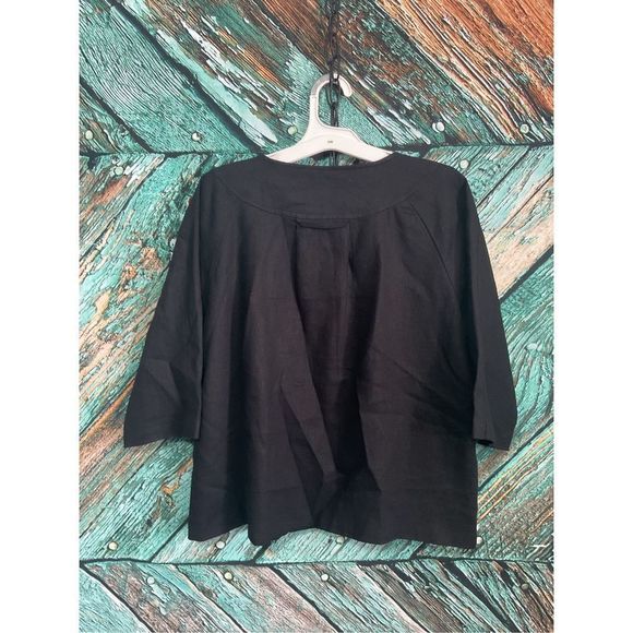 Sherry Taylor Linen Blend Blazer Jacket Size M Black 🍒🌿 - Picture 10 of 14